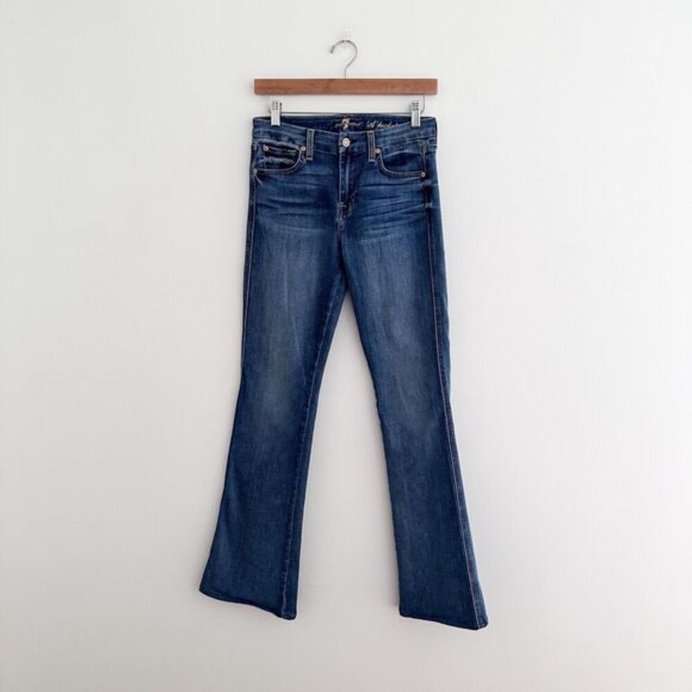 7 For All Mankind "A" Pocket Flare Jeans Medium Blue Wash Y2K Denim Size 27